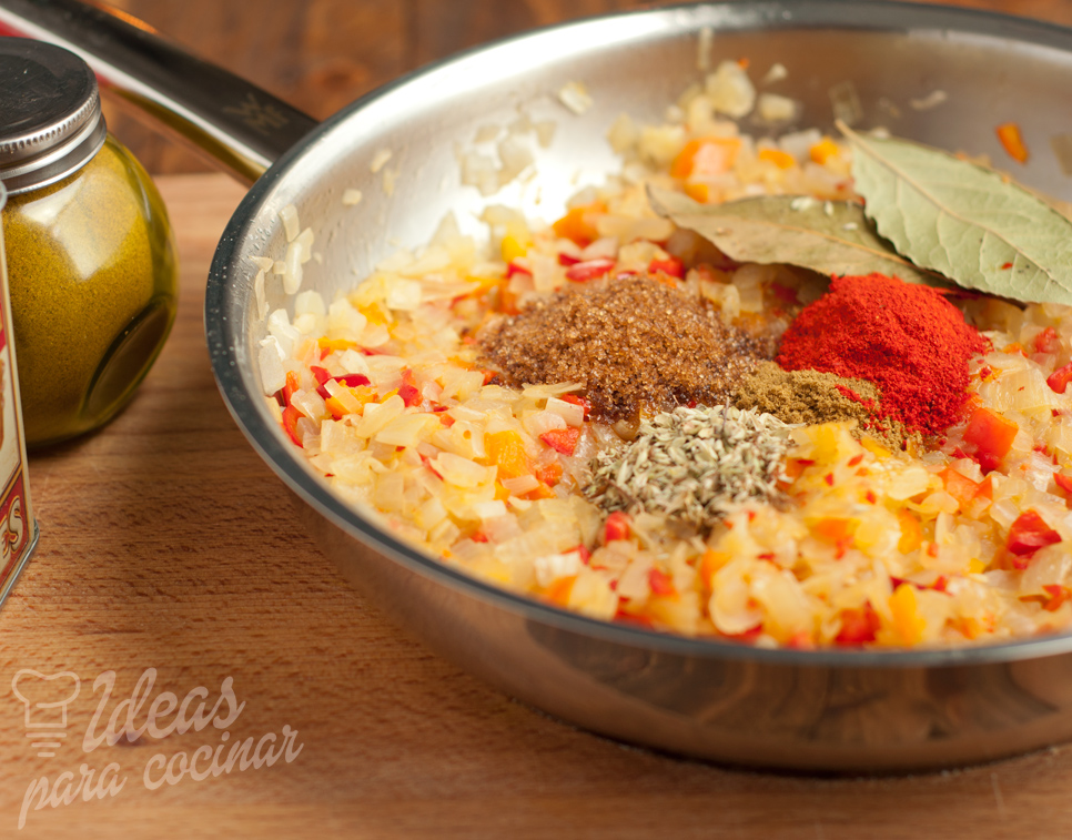 Preparación del chile con carne