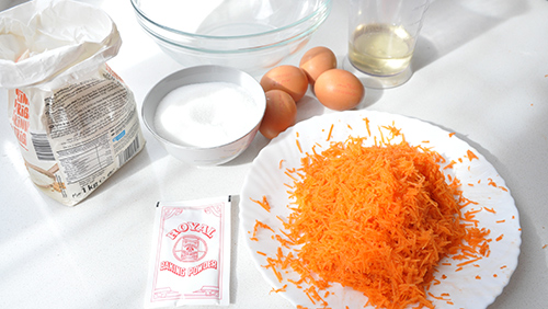 Ingredientes para el bizcocho de zanahoria